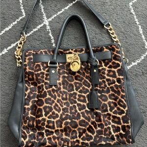 Michael Kors Large Hamilton Leopard Print Tote Bag